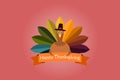 Celebration of Thanksgiving Day with turkey bird. Happy Thanksgiving Day Greeting Card design Royalty Free Stock Photo