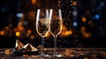 Celebration toast with two champagne glasses .New Year\'s cards Royalty Free Stock Photo