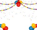 celebration with transparent background with balloon, flag and confetti Royalty Free Stock Photo