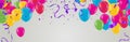 Celebration vector background with colorful confetti, balloons and ribbons/Happy Birthday greeting card Royalty Free Stock Photo