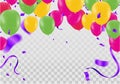 Celebration vector background with colorful confetti, balloons and ribbons/Happy Birthday greeting card Royalty Free Stock Photo