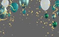 Celebration vector background template. Realistic balloons and ribbons banner design. Illustration of birthday balloon realistic, Royalty Free Stock Photo