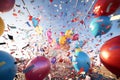 Celebrationthemed confetti explosion with party Royalty Free Stock Photo