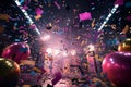 Celebrationthemed confetti explosion with party Royalty Free Stock Photo