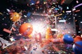 Celebrationthemed confetti explosion with party Royalty Free Stock Photo