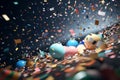Celebrationthemed confetti explosion with party Royalty Free Stock Photo