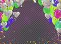 Celebratory background with balloons and green confetti Vector illustration Royalty Free Stock Photo