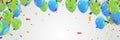 Celebratory background with balloons and green confetti Vector illustration Royalty Free Stock Photo