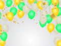 Celebratory background with balloons and green confetti Vector illustration Royalty Free Stock Photo