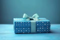 Celebratory blue gift box, perfect for Fathers Day or birthdays Royalty Free Stock Photo