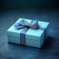 Celebratory blue gift box, perfect for Fathers Day or birthdays Royalty Free Stock Photo