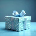 Celebratory blue gift box, perfect for Fathers Day or birthdays Royalty Free Stock Photo