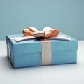 Celebratory blue gift box, perfect for Fathers Day or birthdays Royalty Free Stock Photo