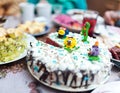 Celebratory cake on the table. Royalty Free Stock Photo