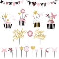 Celebratory cakes with set of decorations, toppers, candles and Royalty Free Stock Photo