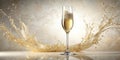 A celebratory champagne flute with a dynamic splash of effervescent liquid. Generative AI Royalty Free Stock Photo