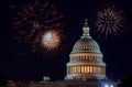 Celebratory fireworks of Independence day United States Capitol building in Washington DC, on the background Royalty Free Stock Photo