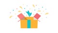 Celebratory Gift Box with Confetti Explosion Vector, vector design Generative AI Royalty Free Stock Photo