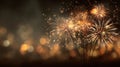 celebratory golden fireworks against dark sky Royalty Free Stock Photo