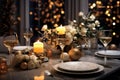 Celebratory New Years Eve dinner table with Royalty Free Stock Photo