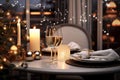 Celebratory New Years Eve dinner table with Royalty Free Stock Photo