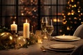 Celebratory New Years Eve dinner table with Royalty Free Stock Photo