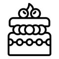 Celebratory pastry icon outline vector. Wedding sweet cake