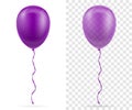 celebratory purple transparent balloons pumped helium with ribbon stock vector illustration