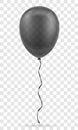 Celebratory transparent black balloon pumped helium with ribbon