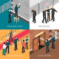 Security Service 4 Isometric Icons Square