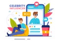 Celebrity Influencers Vector Illustration with Posts on Internet for Advertising Marketing, Daily Life or Endorse in Flat Cartoon