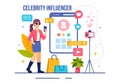 Celebrity Influencers Vector Illustration with Posts on Internet for Advertising Marketing, Daily Life or Endorse in Flat Cartoon