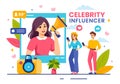 Celebrity Influencers Vector Illustration with Posts on Internet for Advertising Marketing, Daily Life or Endorse in Flat Cartoon