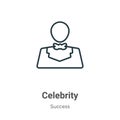Celebrity outline vector icon. Thin line black celebrity icon, flat vector simple element illustration from editable success Royalty Free Stock Photo