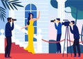 Celebrity on Red Carpet Flat Vector Illustration