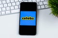Celebs app logo on a smartphone screen. Royalty Free Stock Photo