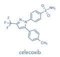 Celecoxib pain and inflammation drug NSAID molecule. Skeletal formula. Royalty Free Stock Photo