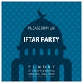 cElegant Invitation Card design decorated with blue masjid silhouette, on blue pattern background.