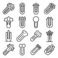Celery icons set, outline style