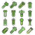 Celery icons set vector flat