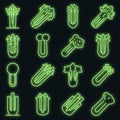 Celery icons set vector neon