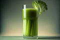 Celery juice glass. Juice splashes. Healthy vegetables concept. Liquid vegetables. Generative AI