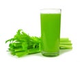 Celery juice in a tall glass isolated on a white background Royalty Free Stock Photo