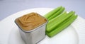 Celery and nut butter. Royalty Free Stock Photo