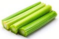 Celery Rib Close-Up: A Study in Translucency and Light Against a Pristine White Background