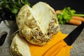 Celery root - wedges celeriac, source of vitamine, fresh healthy Royalty Free Stock Photo