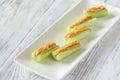 Celery stalks with peanut butter Royalty Free Stock Photo