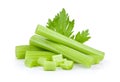 Celery sticks with leaf on white background. full depth of field Royalty Free Stock Photo