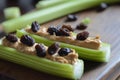 Celery Sticks Stuffed with Peanut Butter and Raisins Royalty Free Stock Photo