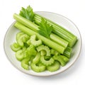 Celery vegetable dish isolated on white background Royalty Free Stock Photo